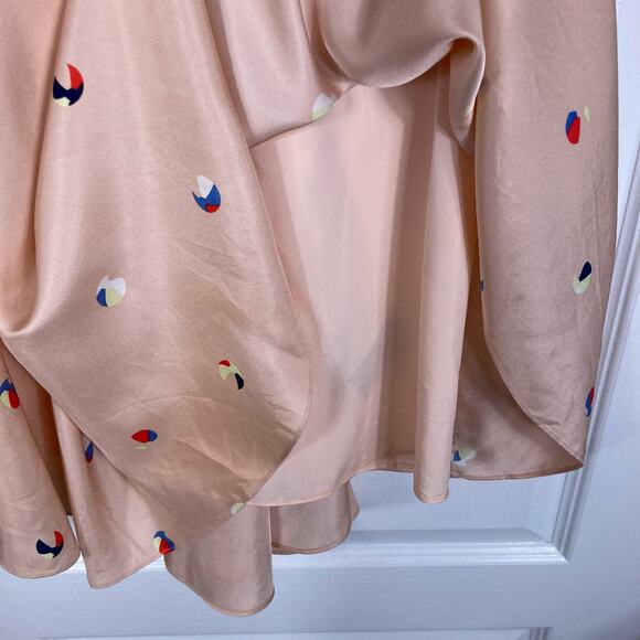 NWOT TIBI Dress 4 Silk Peach Beach-Ball-Print A-Line Flounce Tiered Sleeveless - Picture 4 of 5